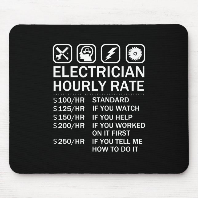 Electrician Hourly Rate Price List - Electrical En Mouse Pad (Front)