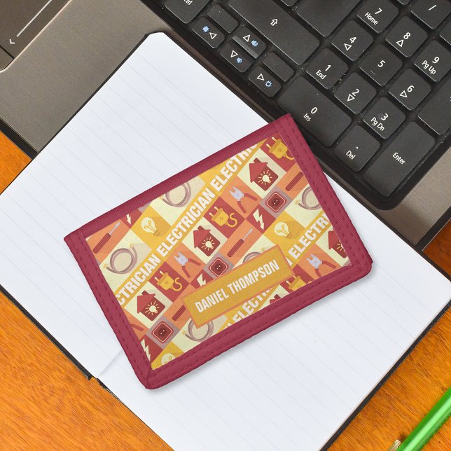 Electrician Iconic Designed Monogrammed Trifold Wallet (Creator Uploaded)