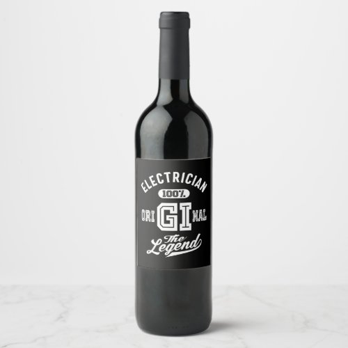 Electrician Job Title Gift Wine Label