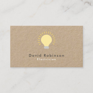 Electrician Light Bulb Brown Green Kraft Business Card