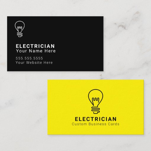 Electrician Light Bulb Business Cards | Zazzle