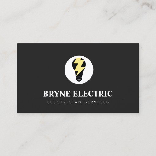 Electrician Light Bulb Logo Business Card | Zazzle