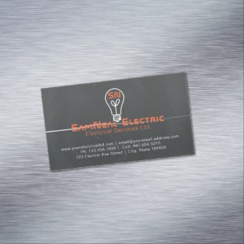 Electrician Lightbulb Logo Magnet Business Card by chandraws at Zazzle