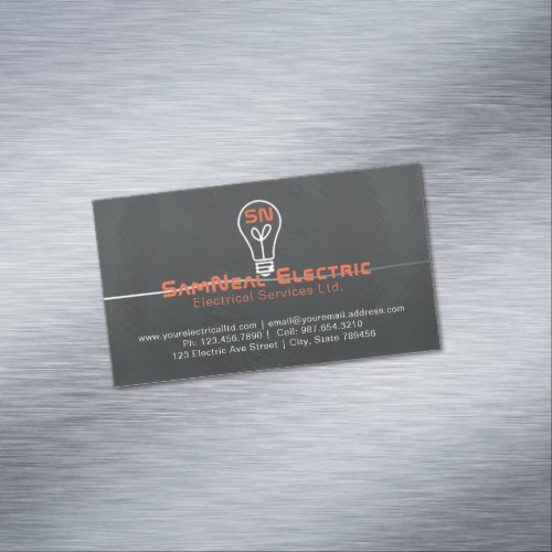 Electrician lightbulb logo magnet business card