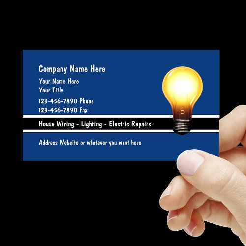 Electrician Lighting Lightbulb Business Cards