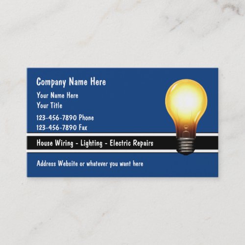 Electrician Lighting Lightbulb Business Cards