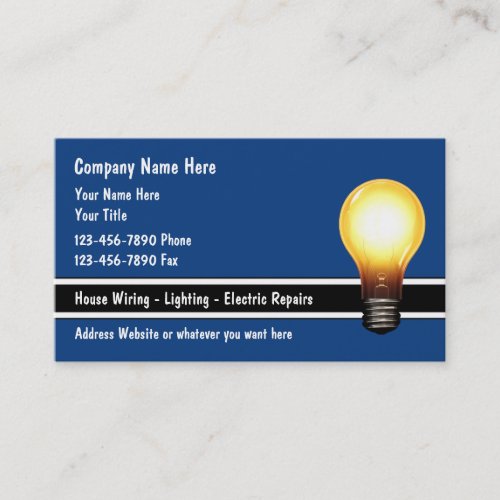 Electrician Lighting Modern Business Cards