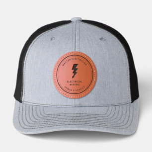 Electrician Lightning Bolt Leather Patch Hat