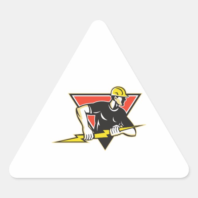 Electrician Lightning Bolt Retro Triangle Sticker (Front)