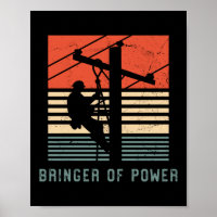 Electrician Lineman Bringer Of Power Retro Vintage