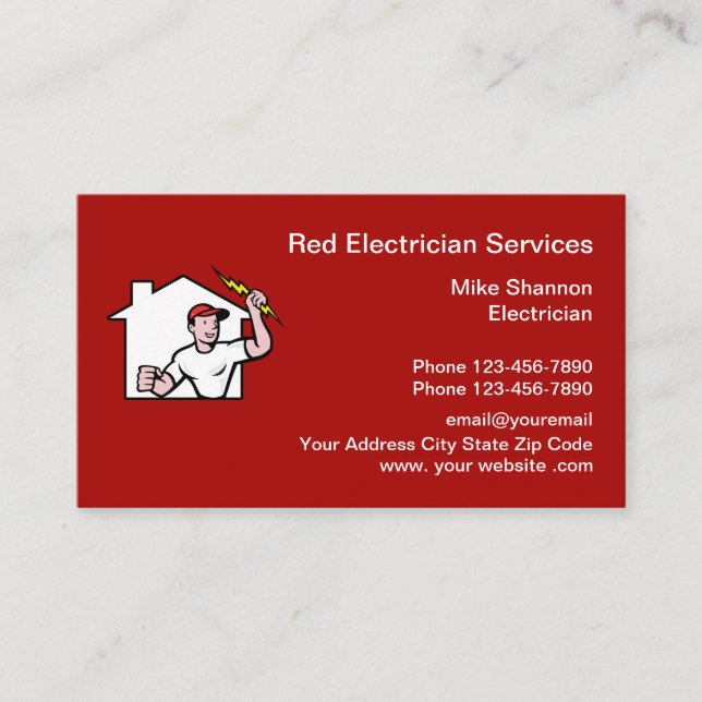 Electrician Logo Graphic Business Cards (Front)