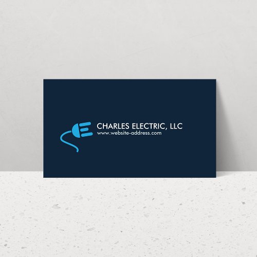 ELECTRICIAN LOGO MODERN BUSINESS CARD IN BLUE