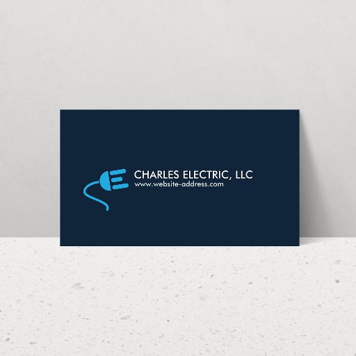 Customizable ELECTRICIAN LOGO MODERN BUSINESS CARD IN BLUE