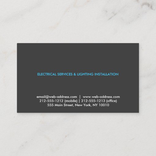 ELECTRICIAN LOGO MODERN BUSINESS CARD IN GRAY | Zazzle