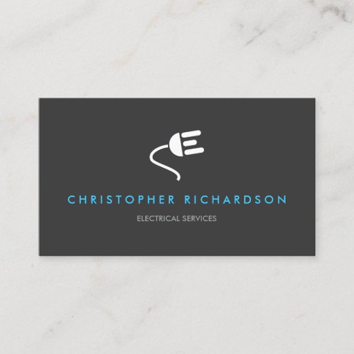 Customizable ELECTRICIAN LOGO MODERN BUSINESS CARD IN GRAY