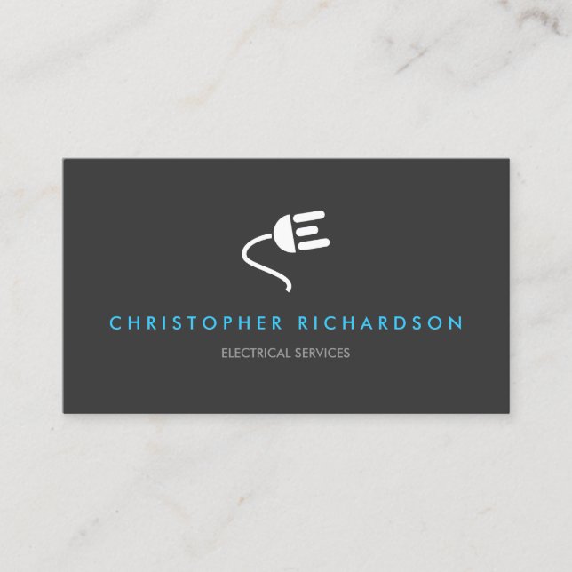 ELECTRICIAN LOGO MODERN BUSINESS CARD IN GRAY (Front)