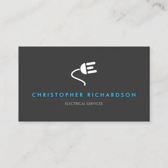 Electrician Logo Modern Business Card In Gray 