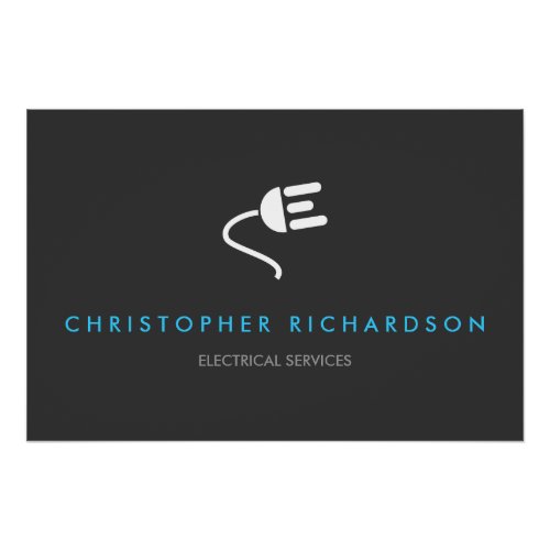 ELECTRICIAN LOGO MODERN GRAYBLUE LOGO POSTER