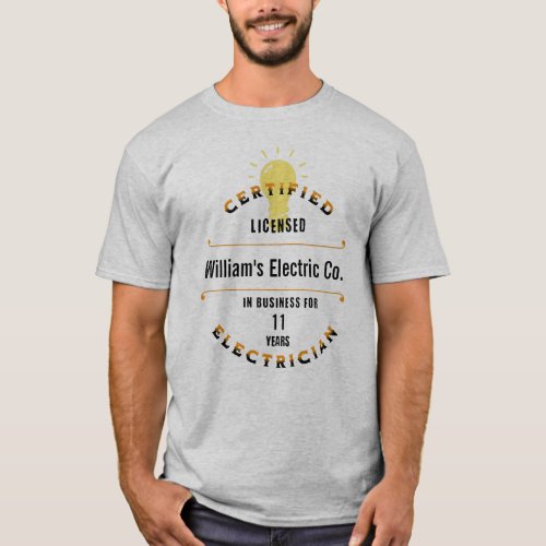 Electrician Logo Style with lightbulb T_Shirt