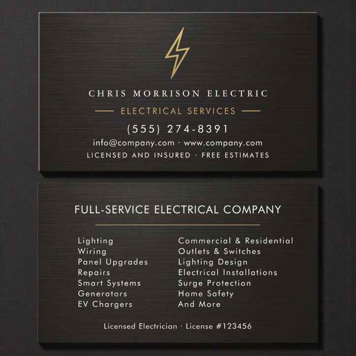 Electrician Metallic Professional Electric Company Business Card