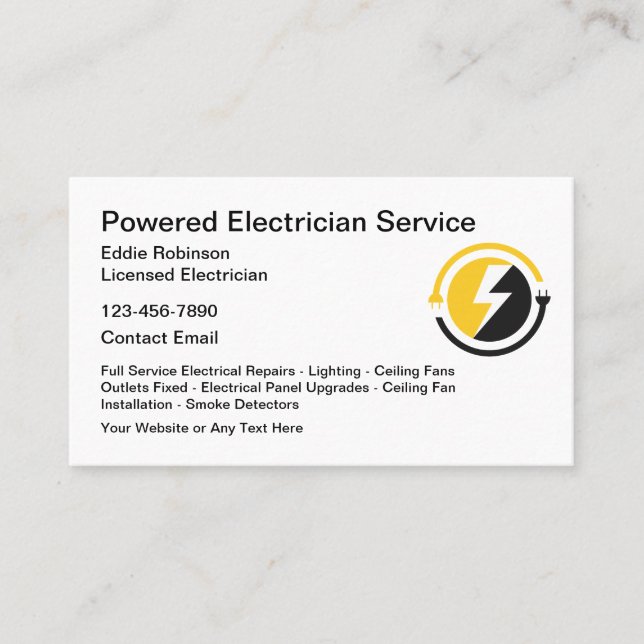 Electrician Modern Design Business Cards (Front)
