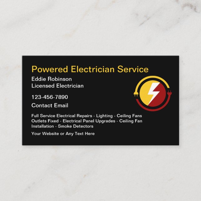 Electrician Modern Design Business Cards (Front)