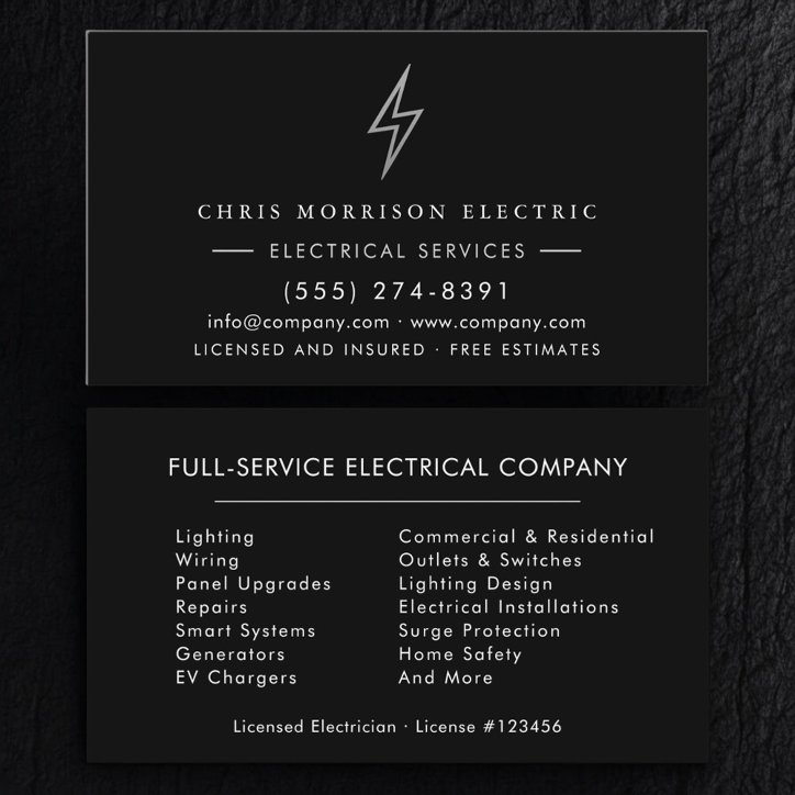 Electrician Modern Electric Company Business Card