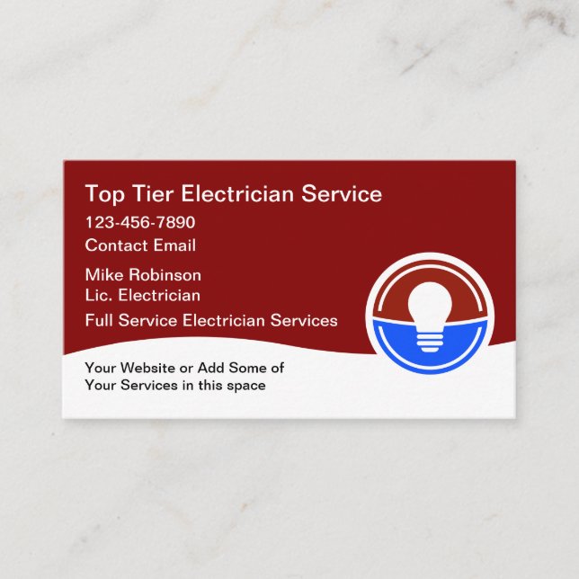 Electrician Modern Electrical Services Business Card (Front)