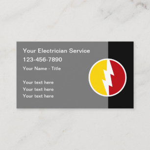 Electrician Modern Power Emblem Editable Business Card