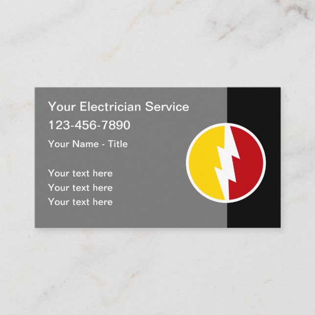 Electrician Modern Power Emblem Editable  Business Card (Front)
