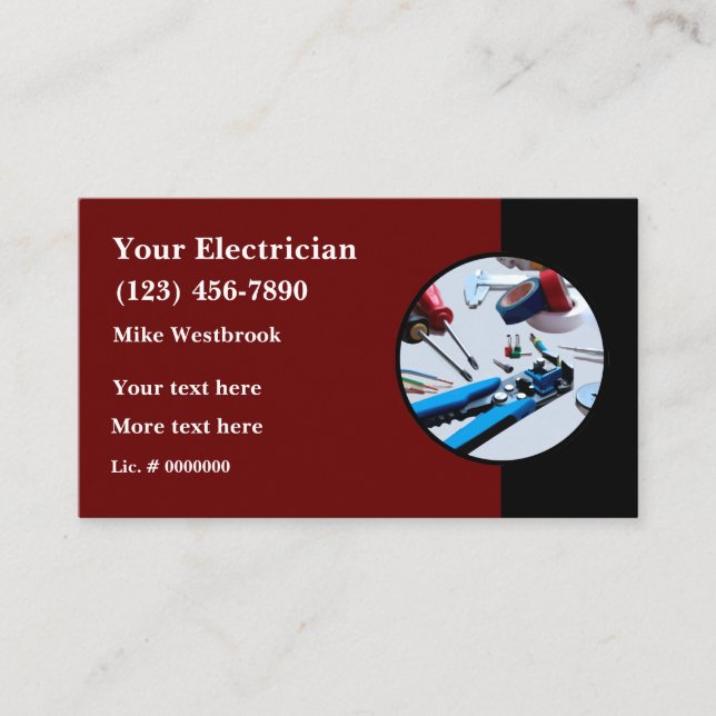 Electrician Modern Simple Business Card Template (Front)