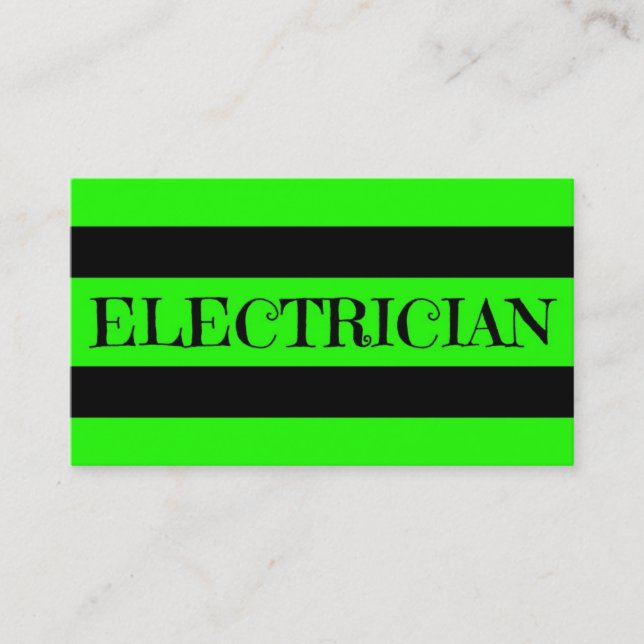 Electrician Neon Green Business Card (Front)