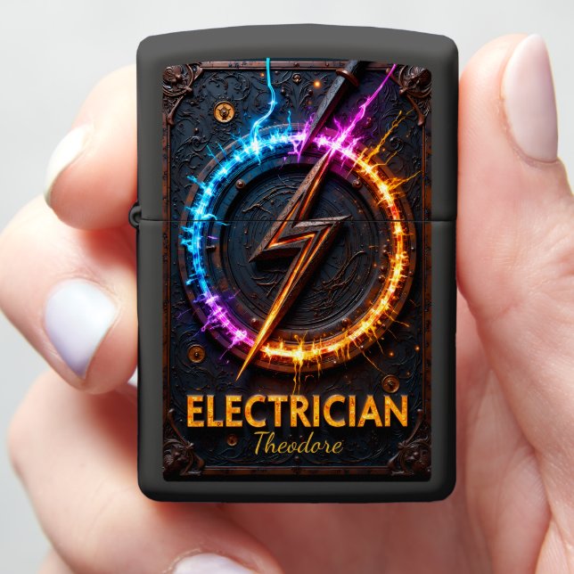 Electrician Neon Lightning Circuit King Zippo Lighter (In Hand)