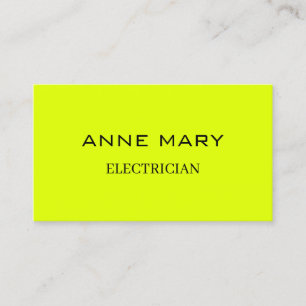  Electrician Neon Yellow Electricity Fluorescent  Business Card
