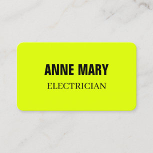  Electrician Neon Yellow Fluorescent Electricity  Business Card
