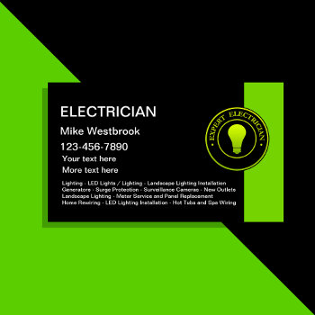 Electrician New Unique Business Cards by Luckyturtle at Zazzle