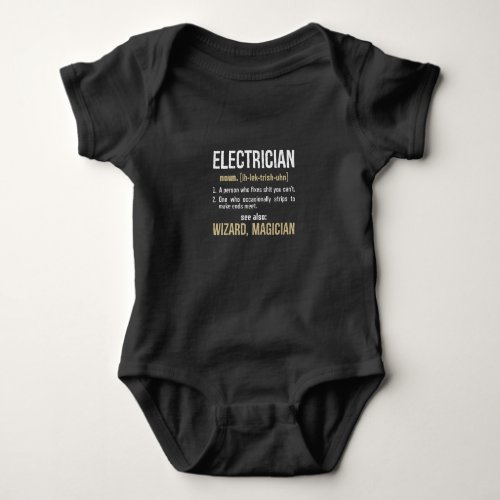 Electrician Noun Definition Funny Lineman Gifts Baby Bodysuit