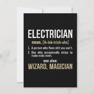 Electrician Noun Definition Funny Lineman Gifts Note Card