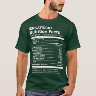 Electrician Nutrition Facts List T-Shirt