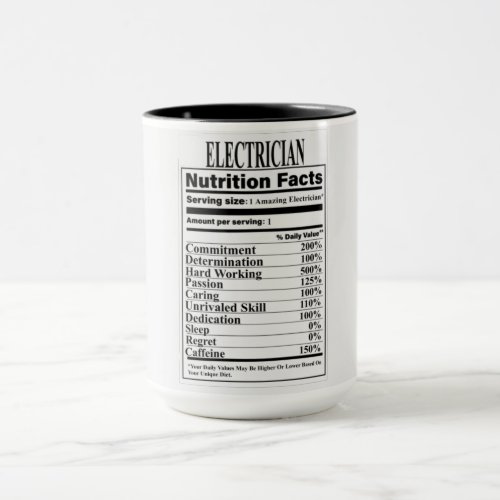 Electrician Nutrition Facts Mug