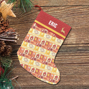 Electrician Occupation   Faux Red Glitter Small Christmas Stocking