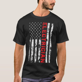 Electrician Patriotic American flag electrician fa T-Shirt