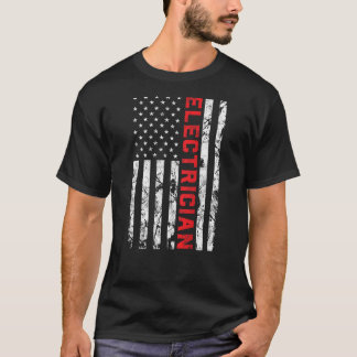 Electrician Patriotic American flag electrician fa T-Shirt