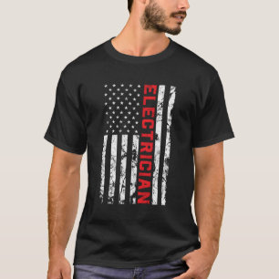 Electrician Patriotic American Flag Electrician Fa T-Shirt