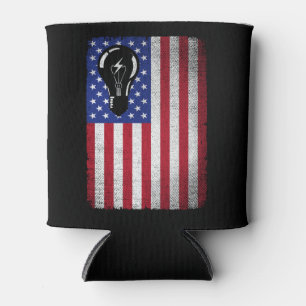 Electrician Patriotic American Flag Electricians Can Cooler