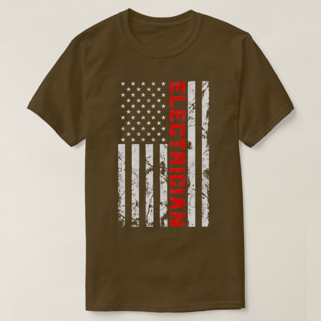 Electrician Patriotic American Flag ElectricianTSh T-Shirt (Design Front)