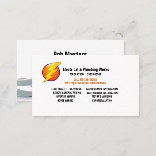 Electrician  Plumbing Works Business Card