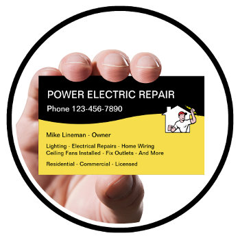 Electrician Power Repair Service Business Card by Luckyturtle at Zazzle
