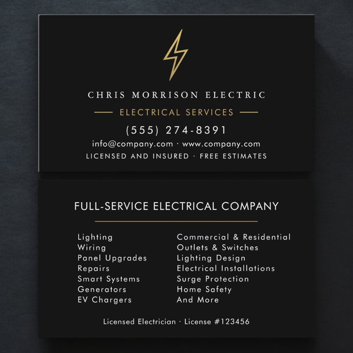 Electrician Professional Electric Company Business Card