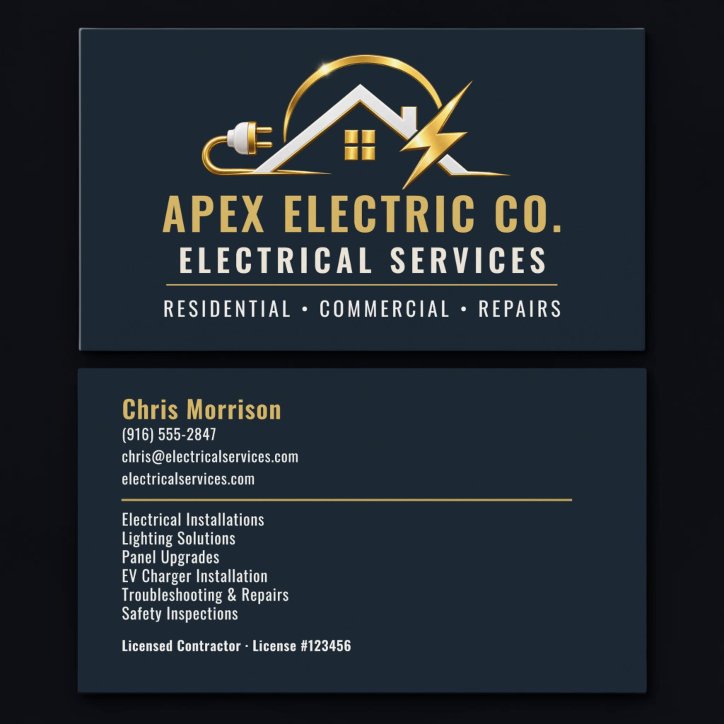 Electrician Professional Services Business Card
